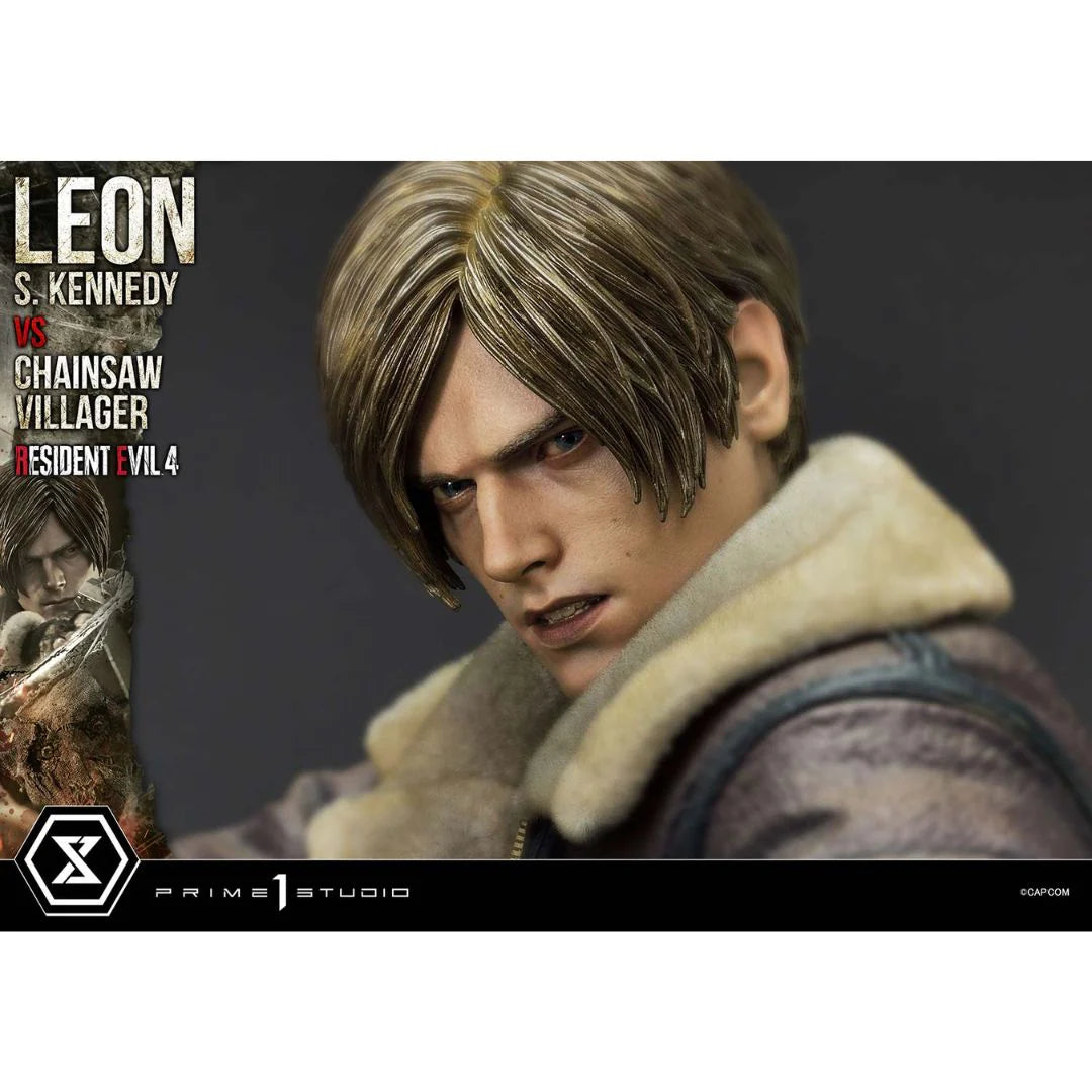 Resident Evil 4 Leon S. Kennedy Versus Chainsaw Villager Statue By Prime1 Studio
