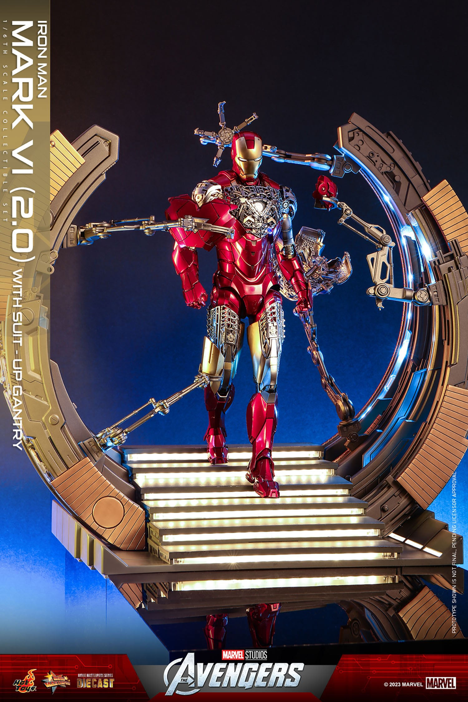 IRON MAN MARK VI (2.0) WITH SUIT-UP GANTRY Sixth Scale Figure Set by Hot Toys