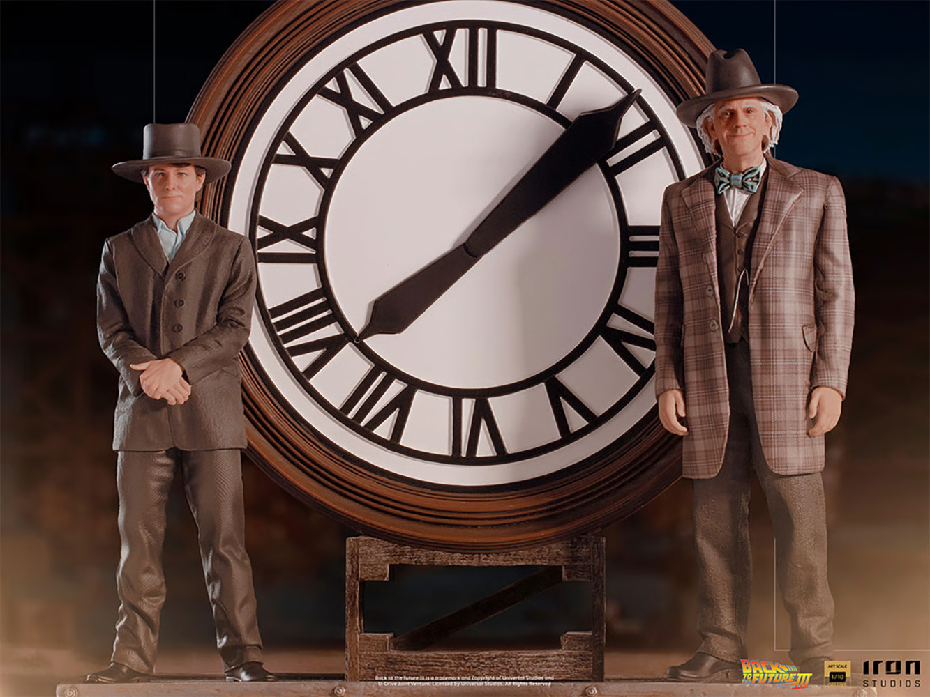 Marty and Doc at the Clock Deluxe Statue by Iron Studios