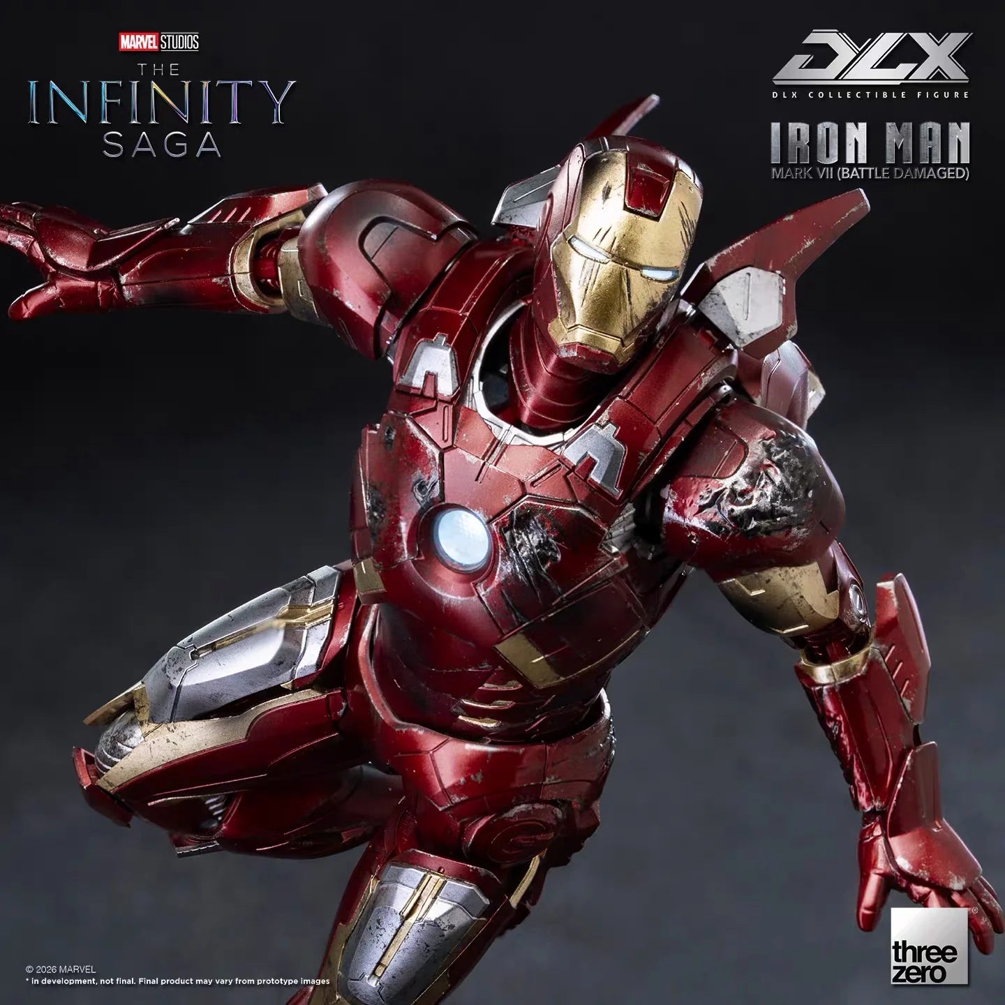 Infinity Saga Iron Man Mark 7 Battle Damaged DLX Action Figure By Threezero