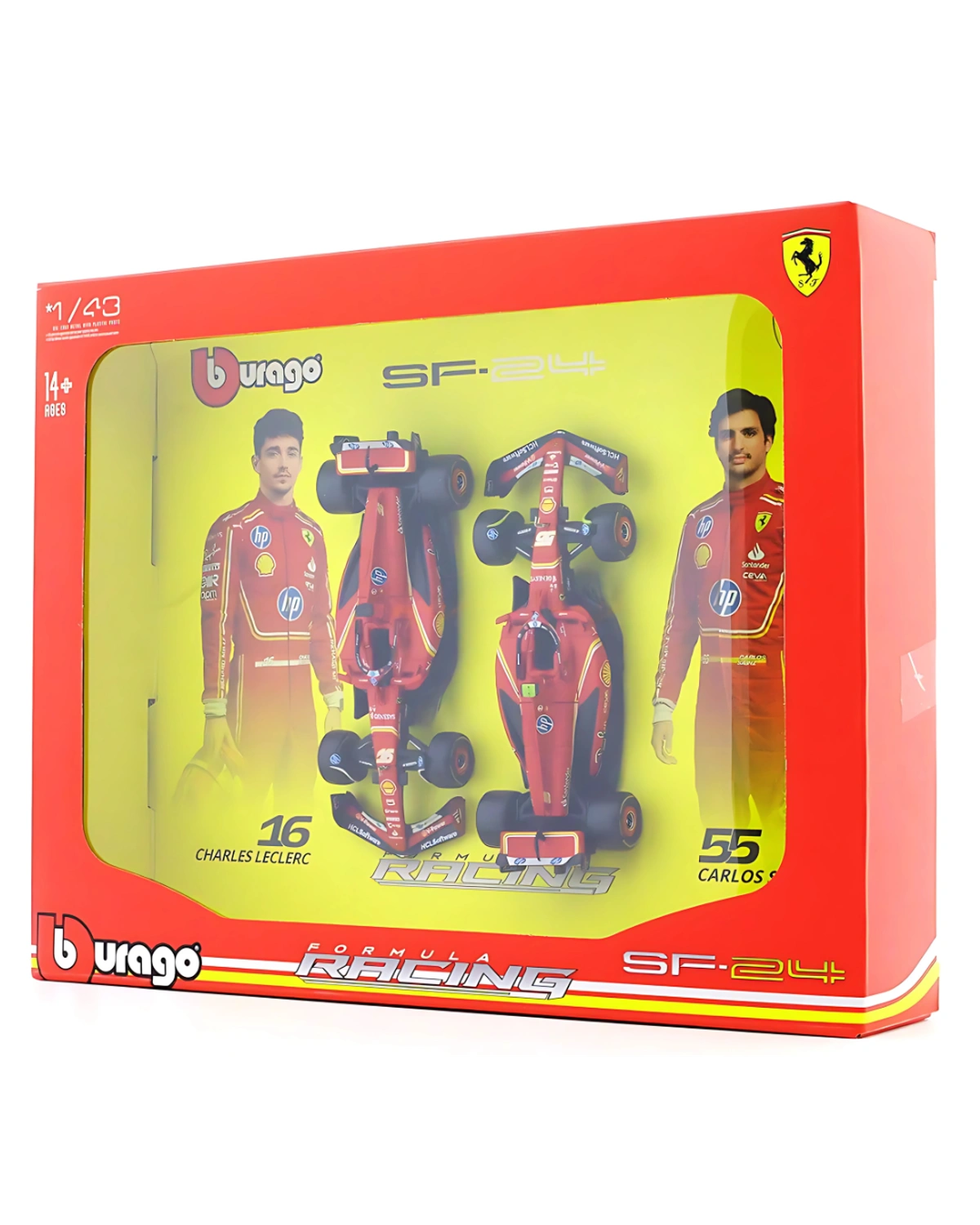 Bburago 1/43 Ferrari SF-24 Set of 2 Formula 1 Models #16 Charles Leclerc & #55 Carlos Sainz