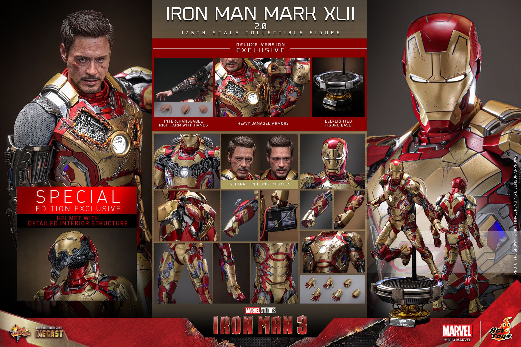 IRON MAN MARK XLII (2.0) DELUXE Sixth Scale Figure by Hot Toys