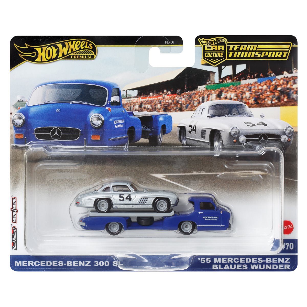 Hot Wheels Premium Car Culture Team Transport Set #70 - Mercedes-Benz 300 SL/ '55 Mercedes-Benz Blaues Wunder