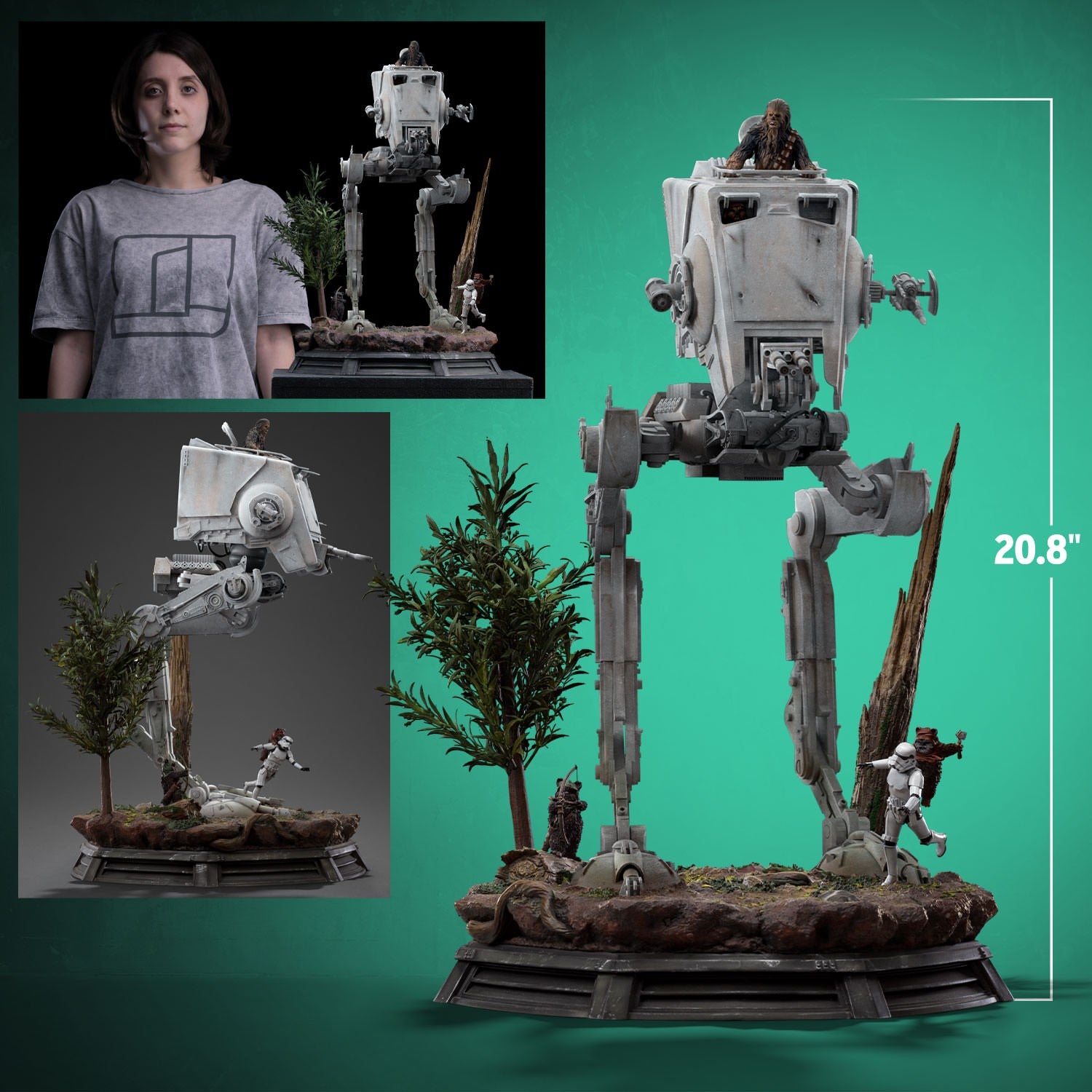 AT-ST and Chewbacca (Star Wars: Return of the Jedi) Demi Art Scale 1/20 Statue by Iron Studios