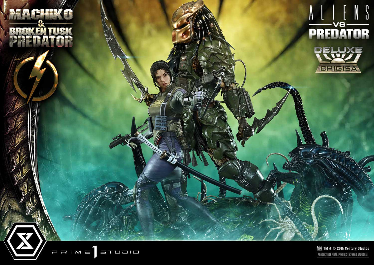 Machiko & Broken Tusk Predator (Aliens vs. Predator Comic) DX Bonus 1/4 Statue by Prime 1 Studio