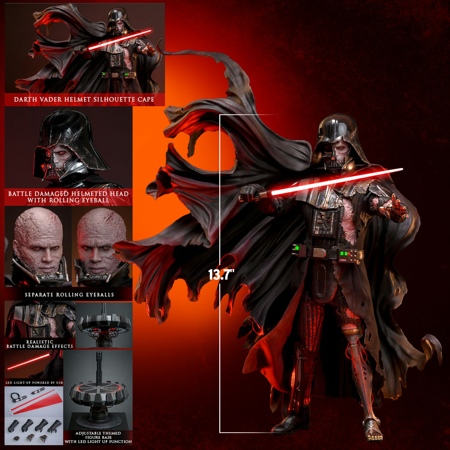 Darth Vader (Battle Damaged) Deluxe Version by Hot Toys