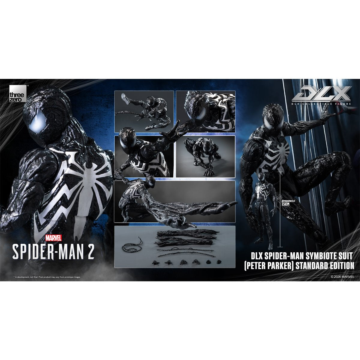 Spider-Man 2 Spider-Man Symbiote Suit Peter Parker Standard Edition DLX Figure By Threezero