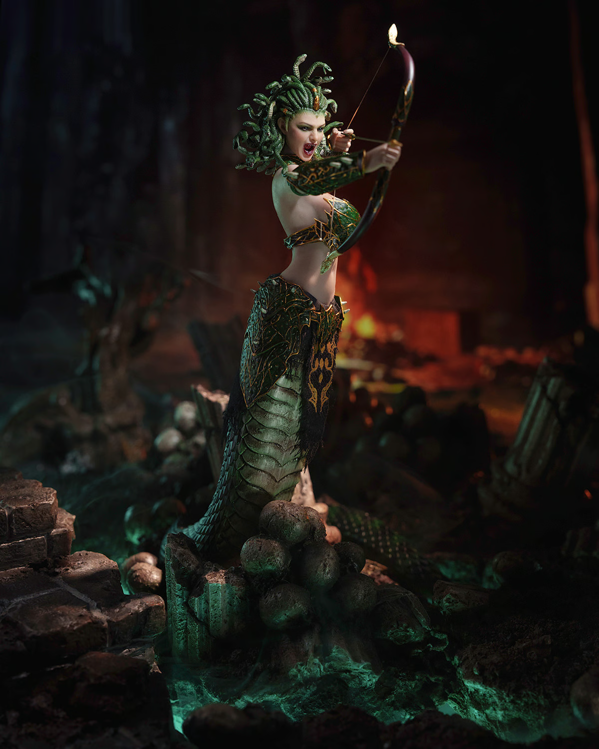 Medusa with Tail (Green) Action Figure by TBLeague