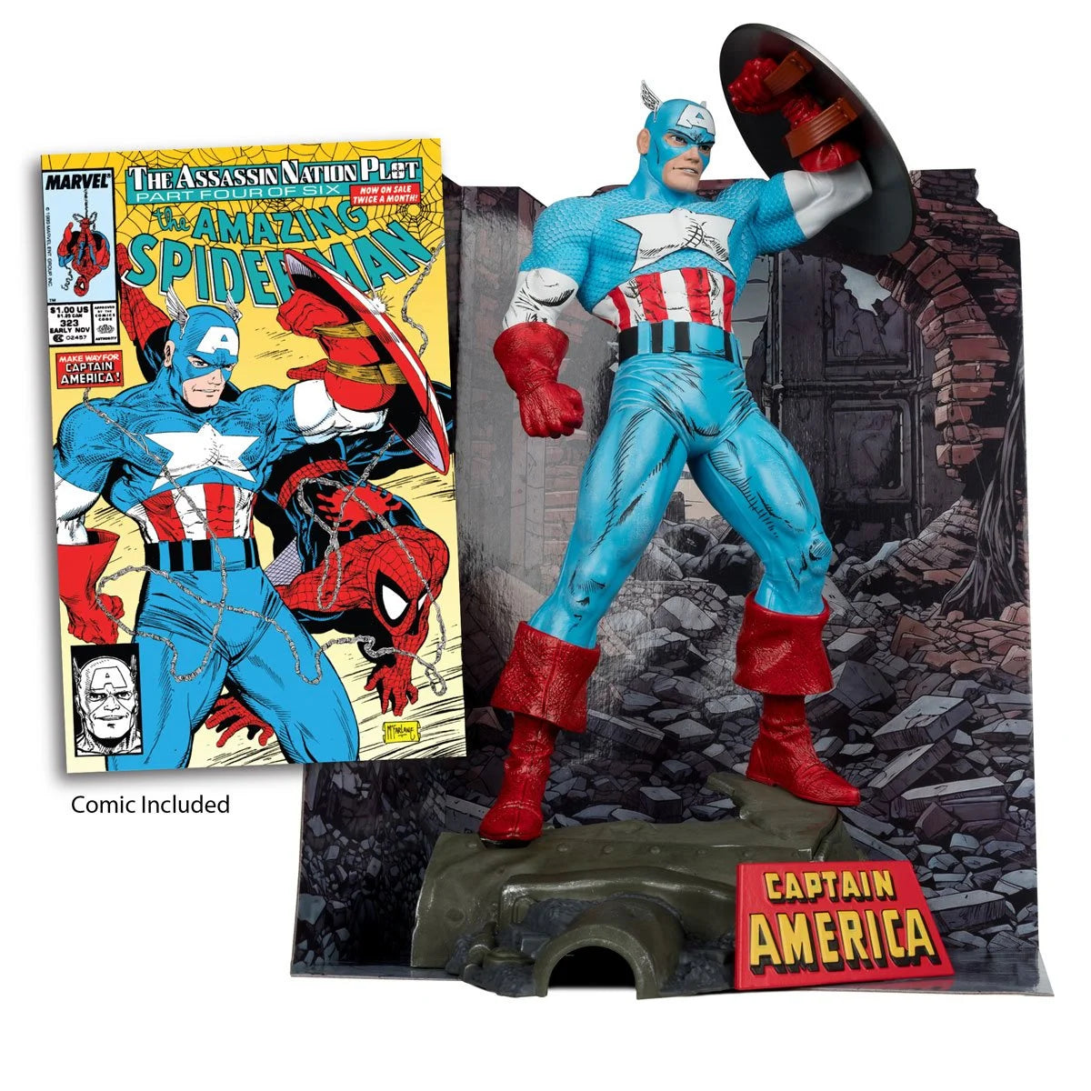 Captain America The Amazing Spider-Man #323 1:6 Scale Posed Figure with Scene