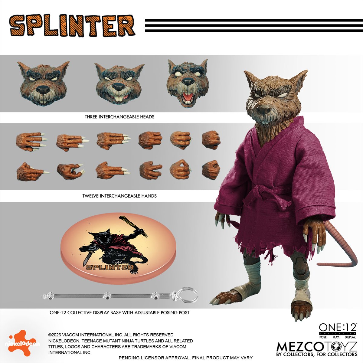Teenage Mutant Ninja Turtles Master Splinter One:12 Collective Action Figure by Mezco