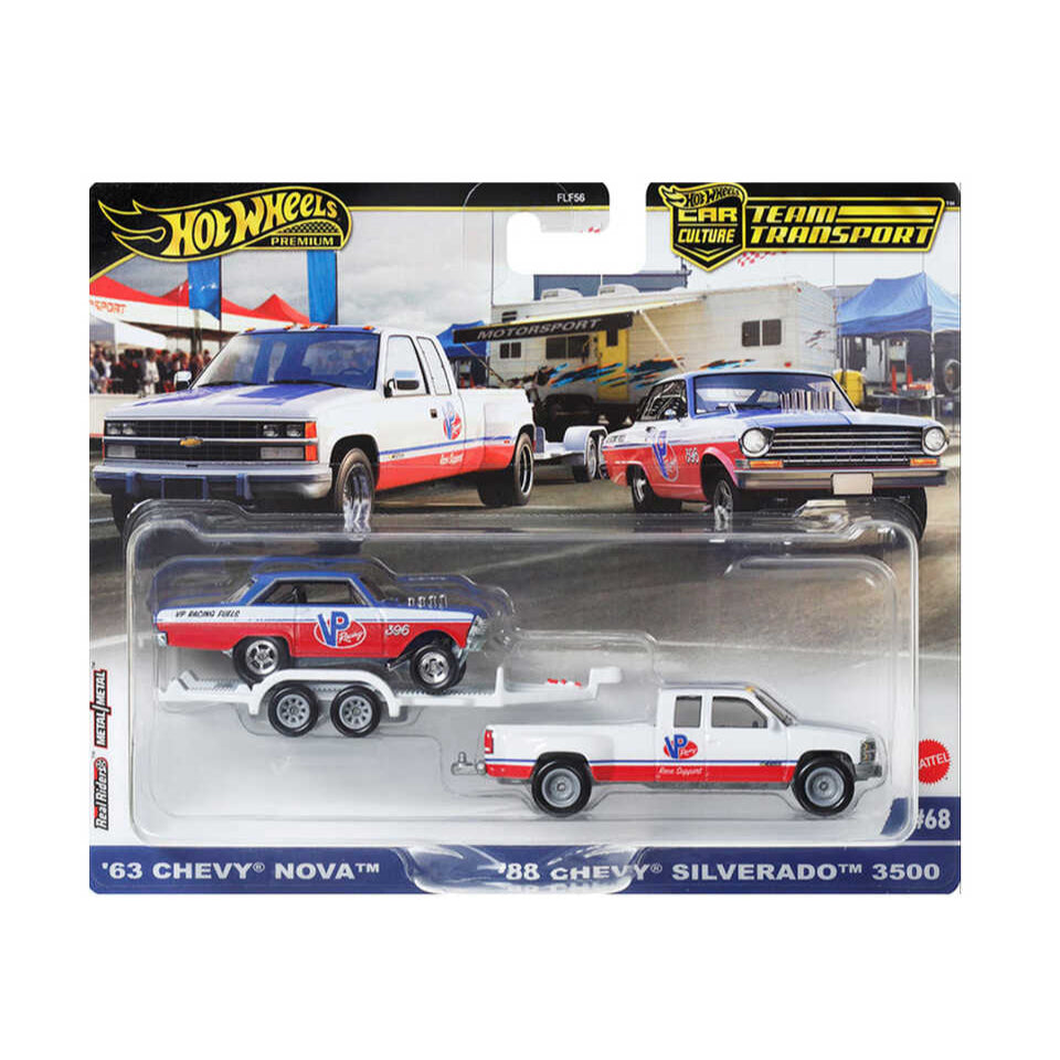 Hot Wheels Premium Car Culture Team Transport Set #68 - '63 Chevy Nova/'88 Chevy Silverado 3500