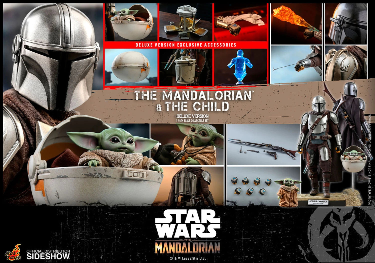 THE MANDALORIAN AND THE CHILD (DELUXE) Collectible Set By Hot Toys