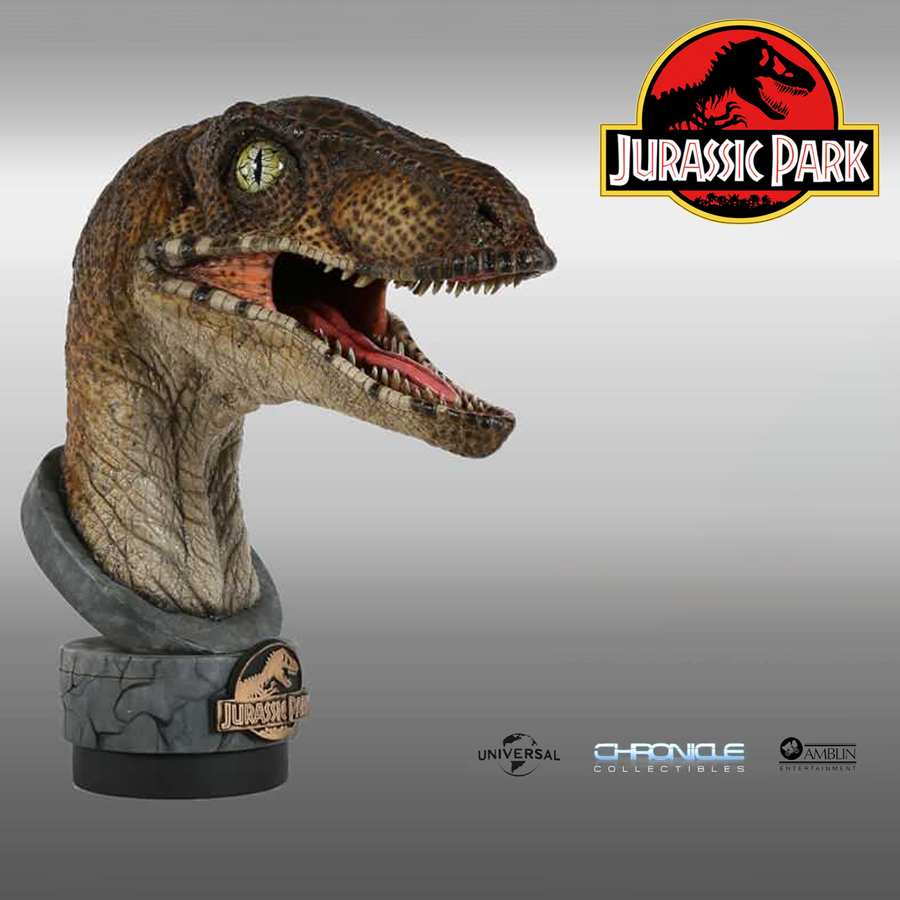 Jurassic Park - Velociraptor 1:1 Scale Life Size Bust by Chronicle Collectibles