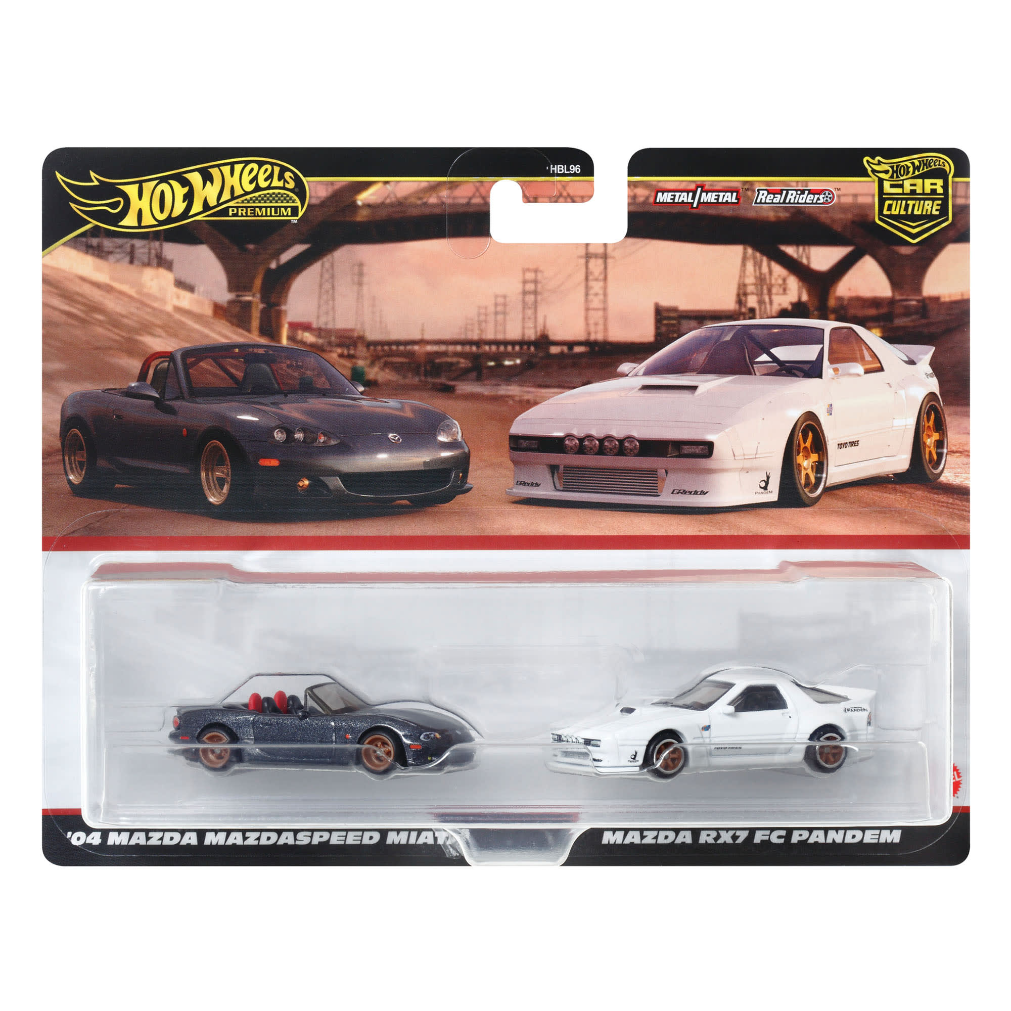 Hot Wheels Premium Car Culture 2-Pack - '04 Mazda Mazdaspeed Miata & Mazda RX7 FC Pandem (Creations Exclusive)